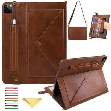Imagem de UUcovers Capa tiracolo para iPad Pro de 11 polegadas M4 2024 (modelo: A2836 A2837 A3006) com suporte para lápis/alça de ombro/alça de mão/bolsos, capa de carteira magnética de couro sintético com