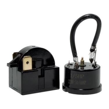 Imagem de Compressor PTC para refrigerador, relé de arranque, 15 Ohm, 3 pinos e 1/5HP 150W, compressor térmico, protetor de sobrecarga de substituição para refrigerador, portátil, congelador, carro