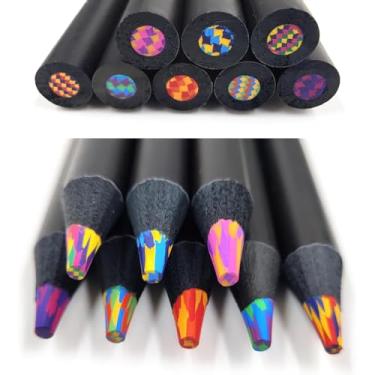 Imagem de SEQ Lápis de cor arco-íris jumbo de 8 cores – grafite grosso de 5,0 mm, conjunto de arte multicolorida vibrante para crianças e adultos – madeira de ébano durável e pré-afiada – perfeito para colorir
