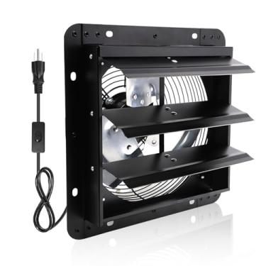 Imagem de Aibabcue Exaustor de obturador de 35,5 cm, ventilador de montagem na parede com interruptor ON/OFF, ventilador de ventilação de sótão para estufa, garagem, empena, celeiro, galpão, ventiladores de