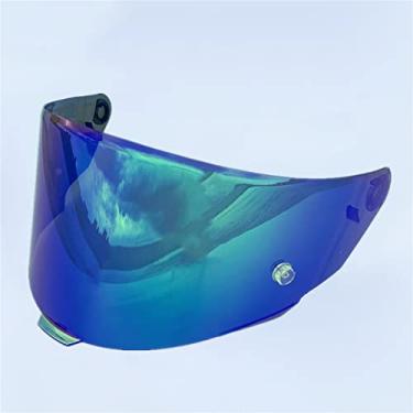 Imagem de Viseira Capacete Viseira Escudos de Viseira para KYT TT Course Capacete Acessórios Para-brisa Faceshield (Revo Azul Verde)