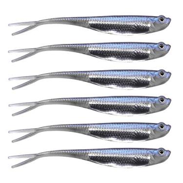 Imagem de QualyQualy Iscas de pesca macias Jerk Shad Minnow Drop Shot Lure Bait Shad Isca Shad Isca macia Jerkbait para Bass Trout Pike Walleye Crappie 10 cm, 6 peças
