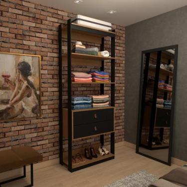 Imagem de Closet Industrial Marseille 2 Gavetas 2 Prateleiras Black/Brise - Pano