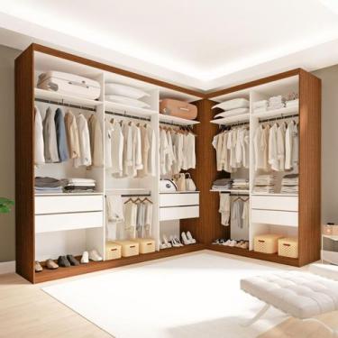 Imagem de Closet Casal França 6 Gavetas Freijó/Branco - Minastex, Marrom, Modern