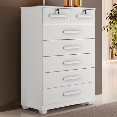 Imagem de Cômoda Realce 7 Gavetas Branco - Panorama Móveis - Pnr Móveis, Branco,