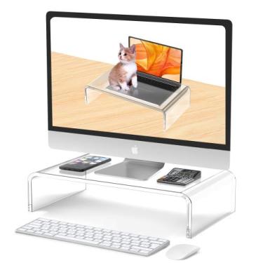 Imagem de Monitor Stand Riser Beimu Acrílico para mesa, branco transparente