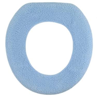 Imagem de Warm-n-Comfy Capa de assento de vaso sanitário macia - aquecedor de assento de vaso sanitário de pelúcia e tecido grosso para assentos de vaso sanitário redondos e alongados de 35 x 45 cm -