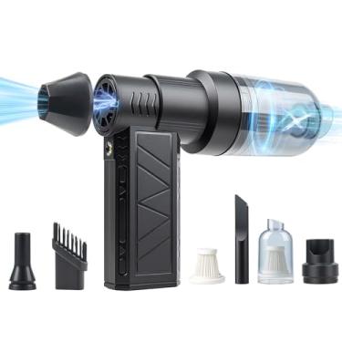 Imagem de NUHFUFA Espanador de ar comprimido 4 em 1 com luz, aspirador de pó portátil para carro/soprador de ar/bomba/inflar 130.000 RPM aspirador elétrico ajustável para teclado de computador, carro, casa