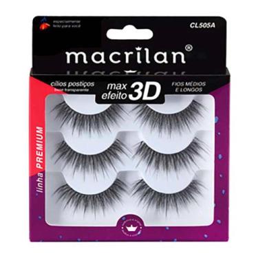 Imagem de Cílios Postiços Macrilan - Fios Médios e Longos CL505A, 3 pares