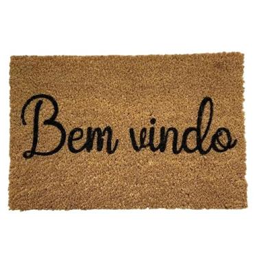 Imagem de Tapete Capacho Fibra de Coco e Borracha Antiderrapante Porta Varanda Churrasqueira Recepção 45X30 WELCOME (BEM VINDO)