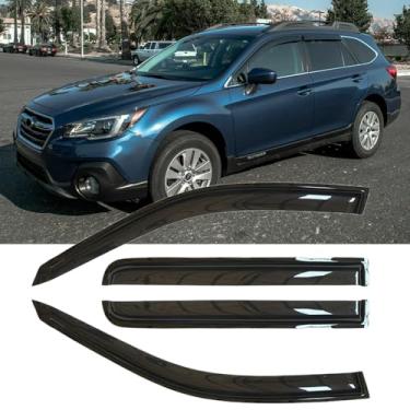 Imagem de Lifeinfinity Defletor de vento original, 4 peças, protetor de chuva à prova d'água com fita adesiva, viseira de janela lateral de teto solar compatível com Subaru Outback 94376 2015-2019