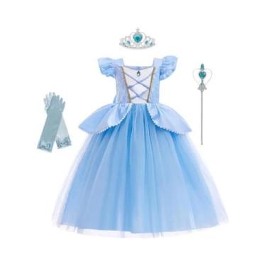 Imagem de Vestido De Princesa Branca De Neve Para Meninas Com Capa Fantasia De F