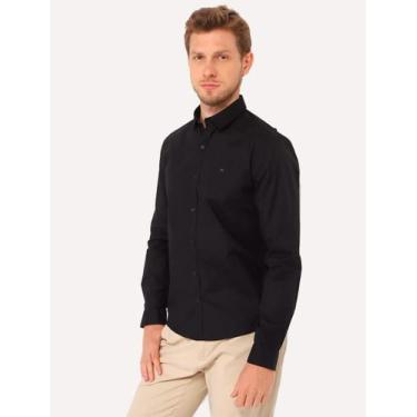 Imagem de Camisa Calvin Klein Masculina Slim Fit New CKJ Logo Preta, L/G