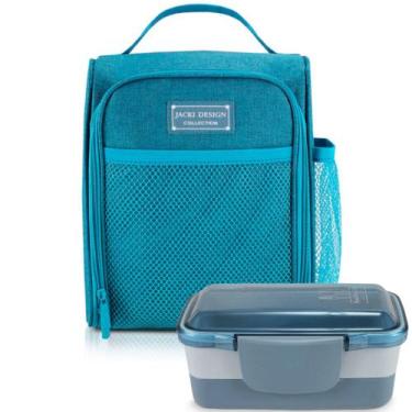 Imagem de Bolsa Térmica Lancheira Necessaire + Pote Marmita 2 Andares Divisórias