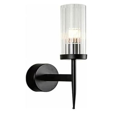 Imagem de WLHAZMWY Lâmpada de parede de meados do século luminária de vidro metálico E14 base nórdica quarto sala de estar banheiro corredor lâmpada interna (ondas de golfinho, 1 suporte)