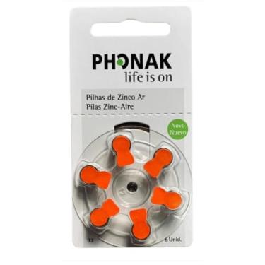 Imagem de 60 Pilhas/Bateria Auditiva PhonakEnerziger - Selo Laranja - Tamanho 13