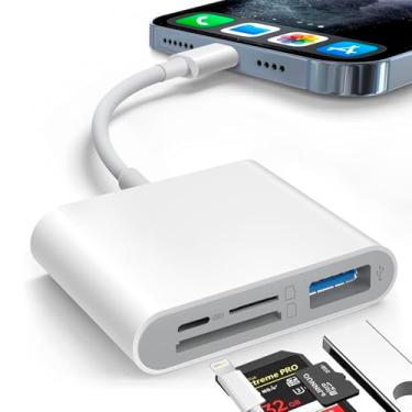 Imagem de Adaptador Leitor Cartão Sd Tf Usb 3.0 Para iPhone 14 13 12 11 XS X 8 E iPad Câmera Lightning para USB OTG