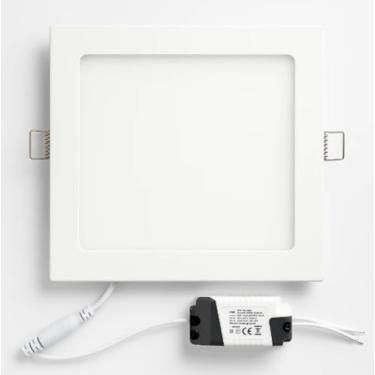 Imagem de Plafon Painel de LED QUADRADO de Embutir 22cm de diâmetro Bivolt (110/220V)- 18W - 3000k