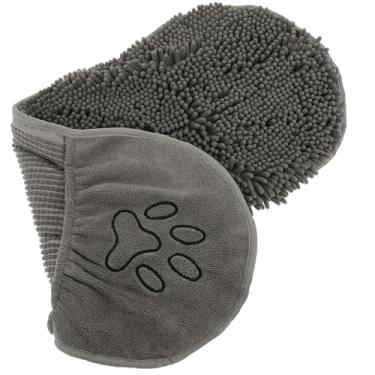 Imagem de ZLHETWT Toalha absorvente para cães, toalha de microfibra para cães, banho macio, secagem rápida com bolsos de mão, leve, lavável na máquina, banho para uso interno e externo