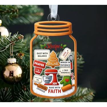 Imagem de MWS9xDesigns Enfeite de Natal The Best Baker Ever Recipe - Shaker Baking Lover Decoração de árvore de feriado de acrílico - Ornamento de cozinha - Presente para entusiastas de confeitaria