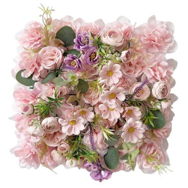 Imagem de IEUDNS Painel de parede de flores artificiais, adereços decorativos para fotos, cenário de flores de parede multiuso, painel floral 3D para eventos de festas, Rosa