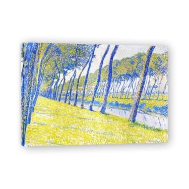 Imagem de Yellow GrassThéo van Rysselberghe: Impressão em tela neoimpressionista belga chave 19,78 x 69,8 cm emoldurada