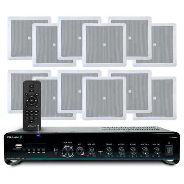 Imagem de Kit Som Ambiente Embutir Teto Jbl 12 Arandelas Retangular + Receiver S