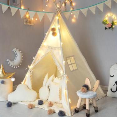 Imagem de Tenda Teepee TreeBud Kids com tapete acolchoado, luzes de fadas e muit