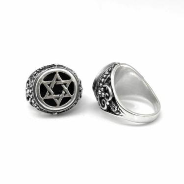 Imagem de Anel Estrela de Davi Flutuante Tribal Prata de Lei 13842 - Usa Joias, 