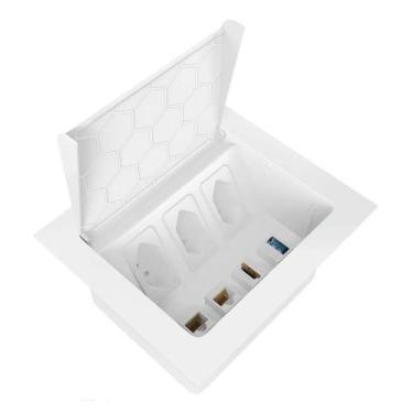 Imagem de Caixa POP Embutir 3 Tomada 4 RJ45 Mesa Escritorio Coworking - QTMOV, B