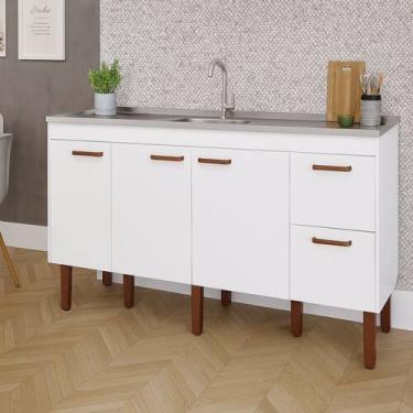 Imagem de Gabinete de Cozinha 174cm Grande 100% Mdf 2 Gavetas 3 Portas - Rainha 