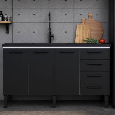 Imagem de Armário de Cozinha 144cm 100% Aço 3 Porta e 4 Gavetas Balcão - Rainha 