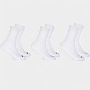 Imagem de Kit 3 Pares Meia Hoahi Cano Médio Unissex - Branco, 33/38