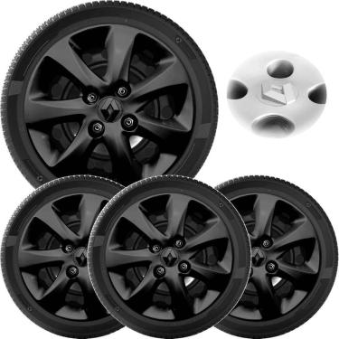 Imagem de Jogo 4X Calota Clio 2000 A 2016 Aro 13 Black Piano Ar6004