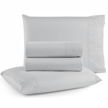 Imagem de Jogo de Cama Lençol Casal Micro Percal 300 fios com 4 Peças Premium - BF Colchões