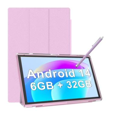 Imagem de Tablet Android de 10 polegadas com capa Stylus Android 14 tablets 6GB RAM 32GB ROM suporta expansão de 1TB 6000 mAh bateria IPS HD de 10,1 polegadas tela sensível ao toque 2MP + 8MP câmera dupla WIFI