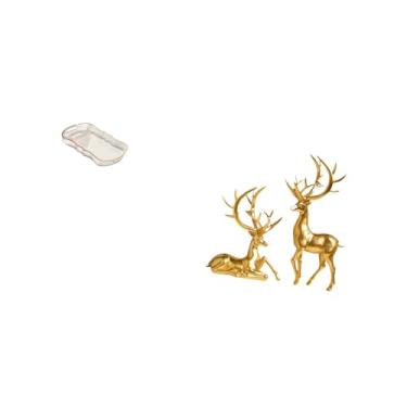 Imagem de Fenteer Bandeja Elegante para Alimentos E Toucador com Esculturas Decorativas de Veados em Resina para Armazenamento E Exibição em Bancadas de Café Da Manhã E