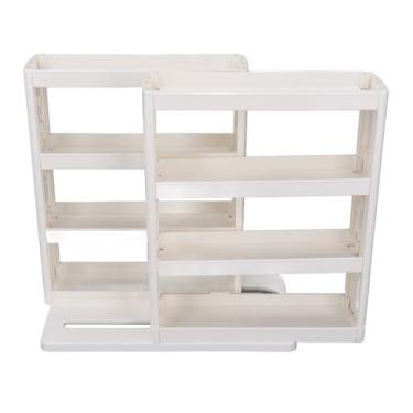 Imagem de Fafeicy Rack de Armazenamento Dobrável, Organizador Giratório de 90 ° Com Prateleiras Duplas para Armário de Cozinha e Banheiro, Prateleira de Temperos ABS para Fácil Acesso a Itens Pequenos