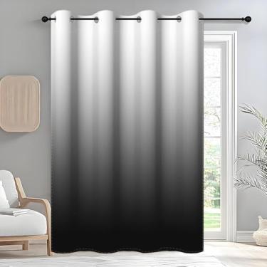 Imagem de DORCEV Cortinas blackout pretas ombré com ilhós, isolamento térmico, bloqueio de luz, cortinas de janela para decoração de quarto e sala de estar, cortinas de escurecimento de quarto gradiente, 152 x