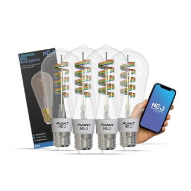 Imagem de Avant Neo Kit 4 Lâmpadas LED Filamento Smart ST64 6W E27, RGB Colorida e Dimerizável, Wi-Fi, Alexa, Google e Tuya