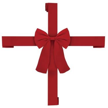 Imagem de shamjina Laço de Natal para Porta de Armário, Fita Decorativa para Embrulho de Festas, Grande Laço Vermelho de Guirlanda de Natal para Corrimão de Armário