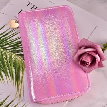 Imagem de 1 bolsa de armazenamento de arte de unhas quadrada colorida com 24 compartimentos, bolsa de armazenamento de carimbos de unha, suporte de placa de estampagem a quente