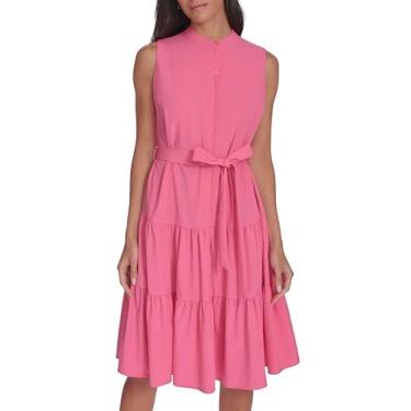 Imagem de Calvin Klein Vestido de festa feminino sem mangas com laço em camadas, Azalea, 40