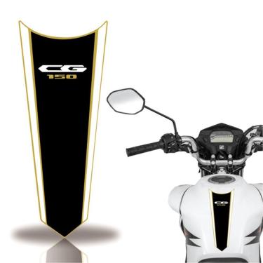 Imagem de Adesivo Faixa Gravata Tanque Moto Cg 160 150 Titan Fan 150 Preto Listra Dourado