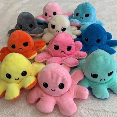 Imagem de Polvo Reversível De Pelúcia Feliz E Bravo Cor Aleatória