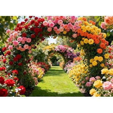 Imagem de DePhoto Pano de fundo de jardim de primavera, jardim secreto, floral, corredor, para primavera, dia dos namorados, decoração de festa de aniversário em vinil