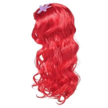 Imagem de Peruca De Ariel, Pequena Sereia, Cabelo Vermelho Longo E Ondulado Com 