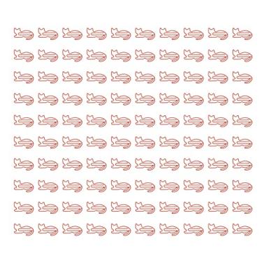 Imagem de Clipes de papel em formato de gato, 100 peças, material escolar de escritório metálico fofo, antiderrapante, resistente à ferrugem, pequenos clipes de papel para escritório em (Vermelha)