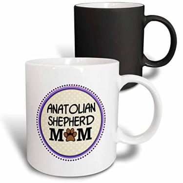 Imagem de 3dRose Pastor da Anatólia Mom - Dog Mama by raed - Estampa de pata - Cachorro amor mãe amante de cachorro círculo roxo - Caneca mágica que se transforma 325 ml