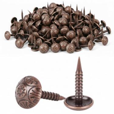 Imagem de Otoolling Tachinhas de estofamento com cabeça pequena, pregos vintage de 5/40.6 cm para estofados, mini pregos decorativos com perna rosqueada (cobre)